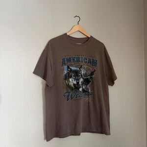 vintage american wilderness wolf oversized tee